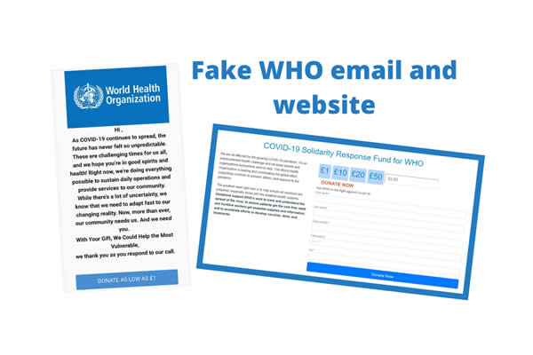 Fake WHO email and website