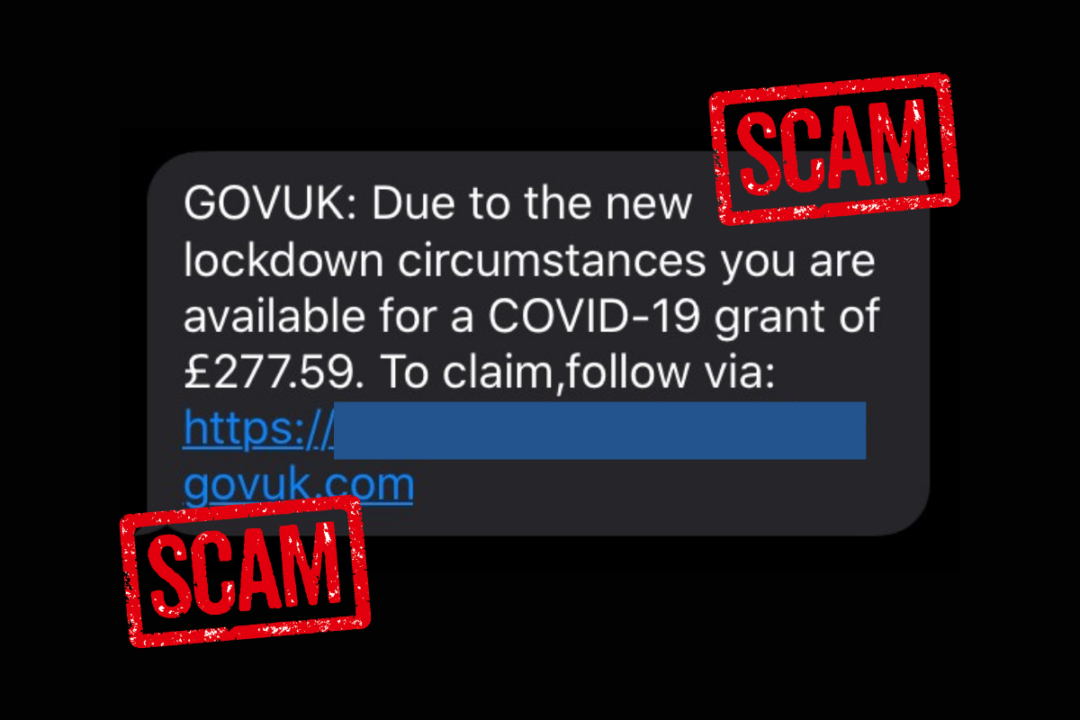 Lockdown grant scam text messages