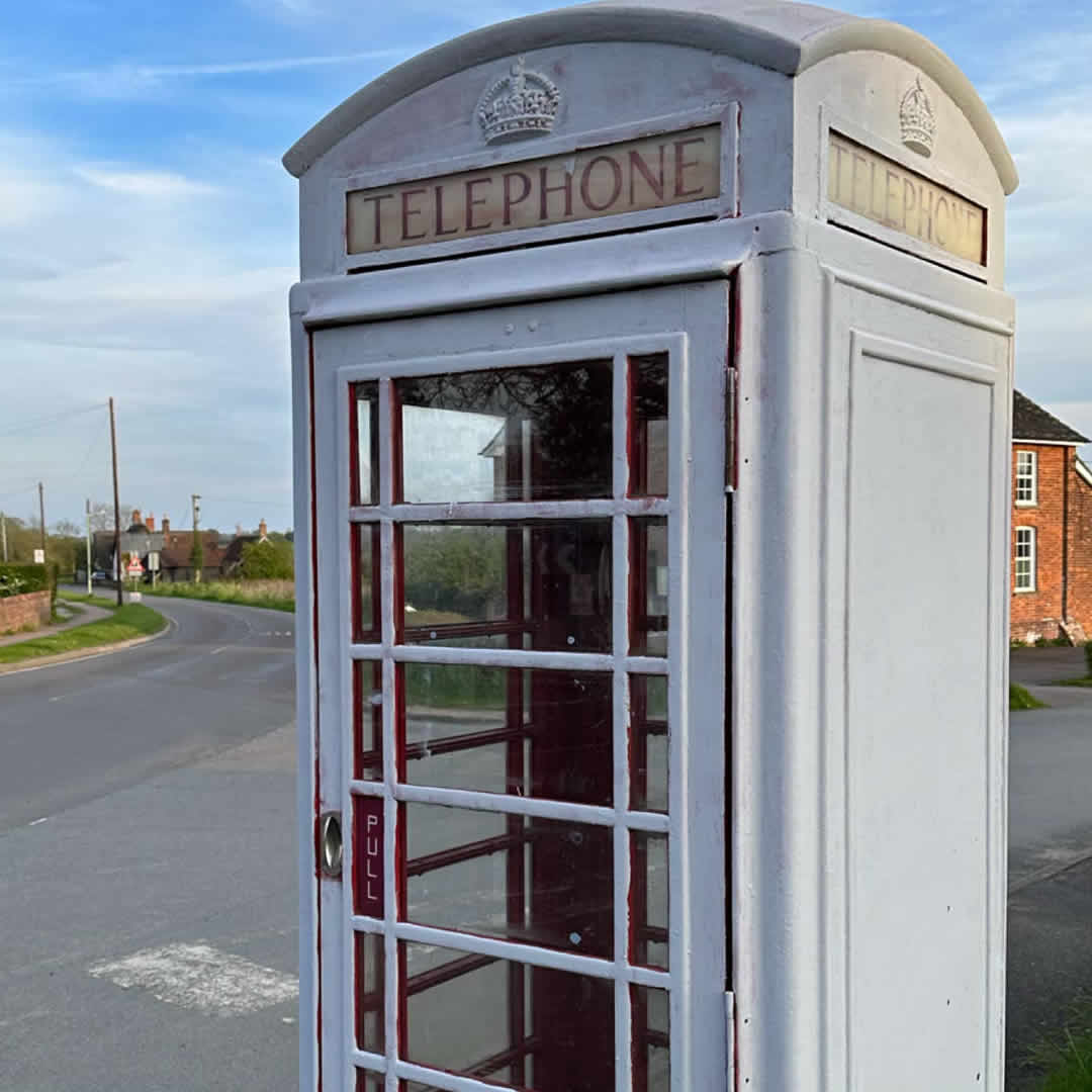 Wickhambrook phone box primed for painting