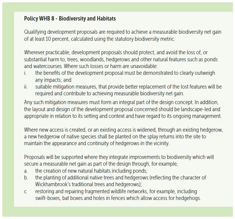Wickhambrook Neighbourhood Plan Policy WHB8