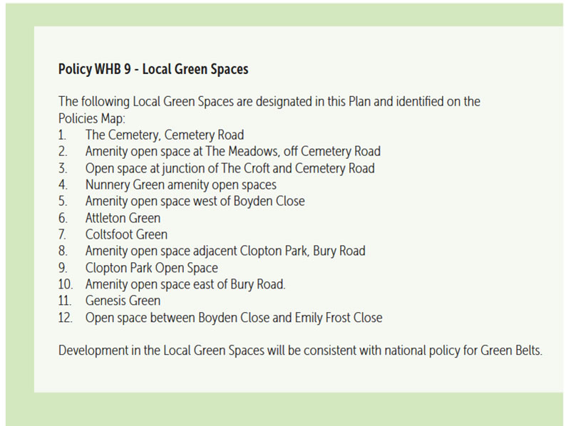 Wickhambrook Neighbourhood Plan Policy WHB9