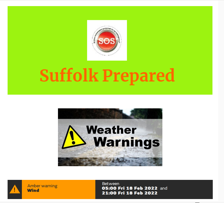 A note from your clerk – Advice from Suffolk County Council Storm Eunice