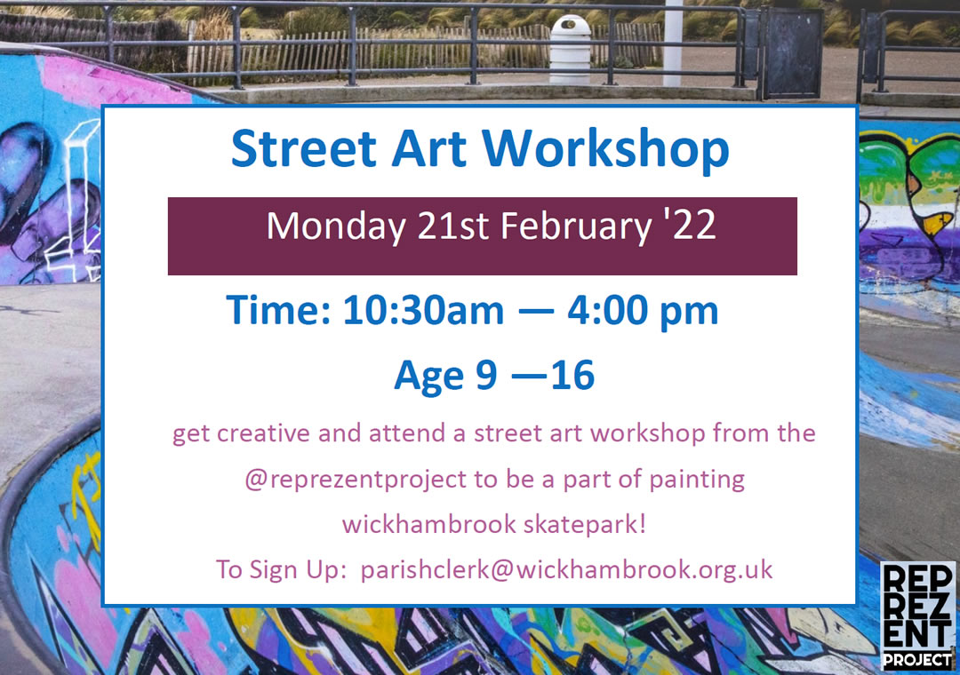 Street Art Workshop Monday 21st February 2022 10.30am - 4pm Age 9 - 16