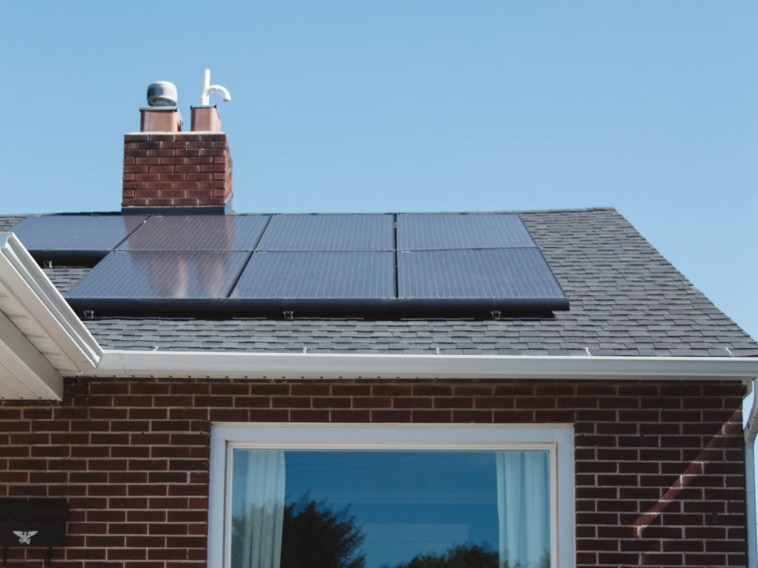 Roof showing solar panels