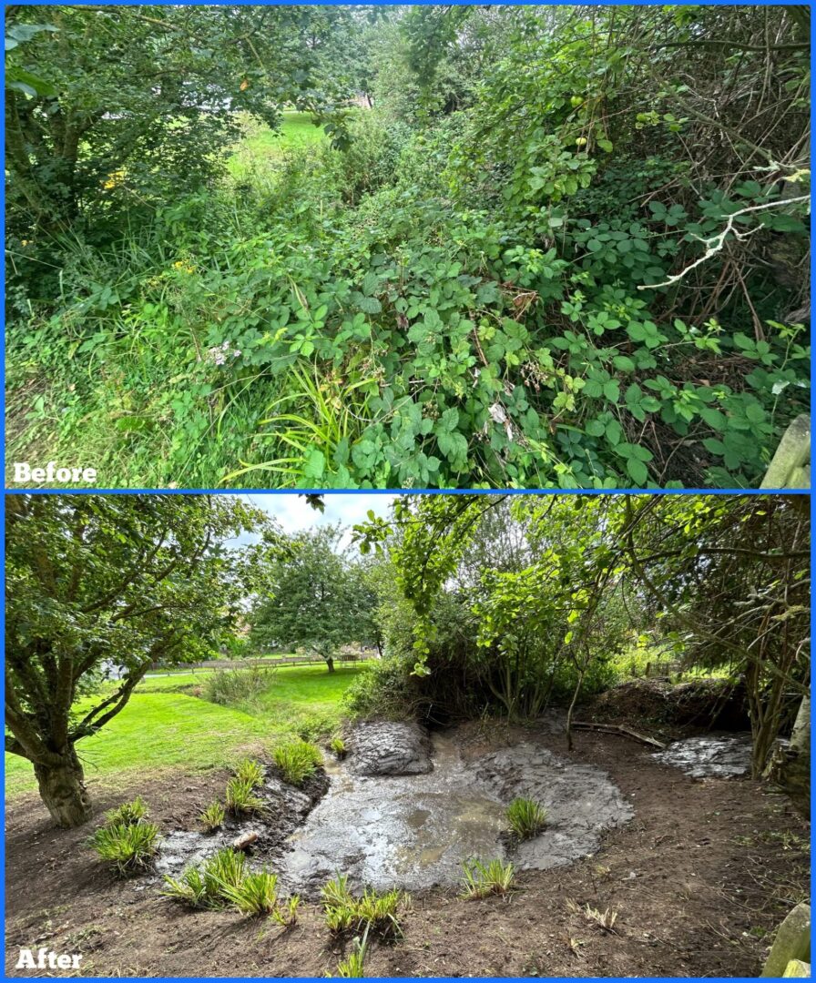 work at pond at Coltsfoot Green